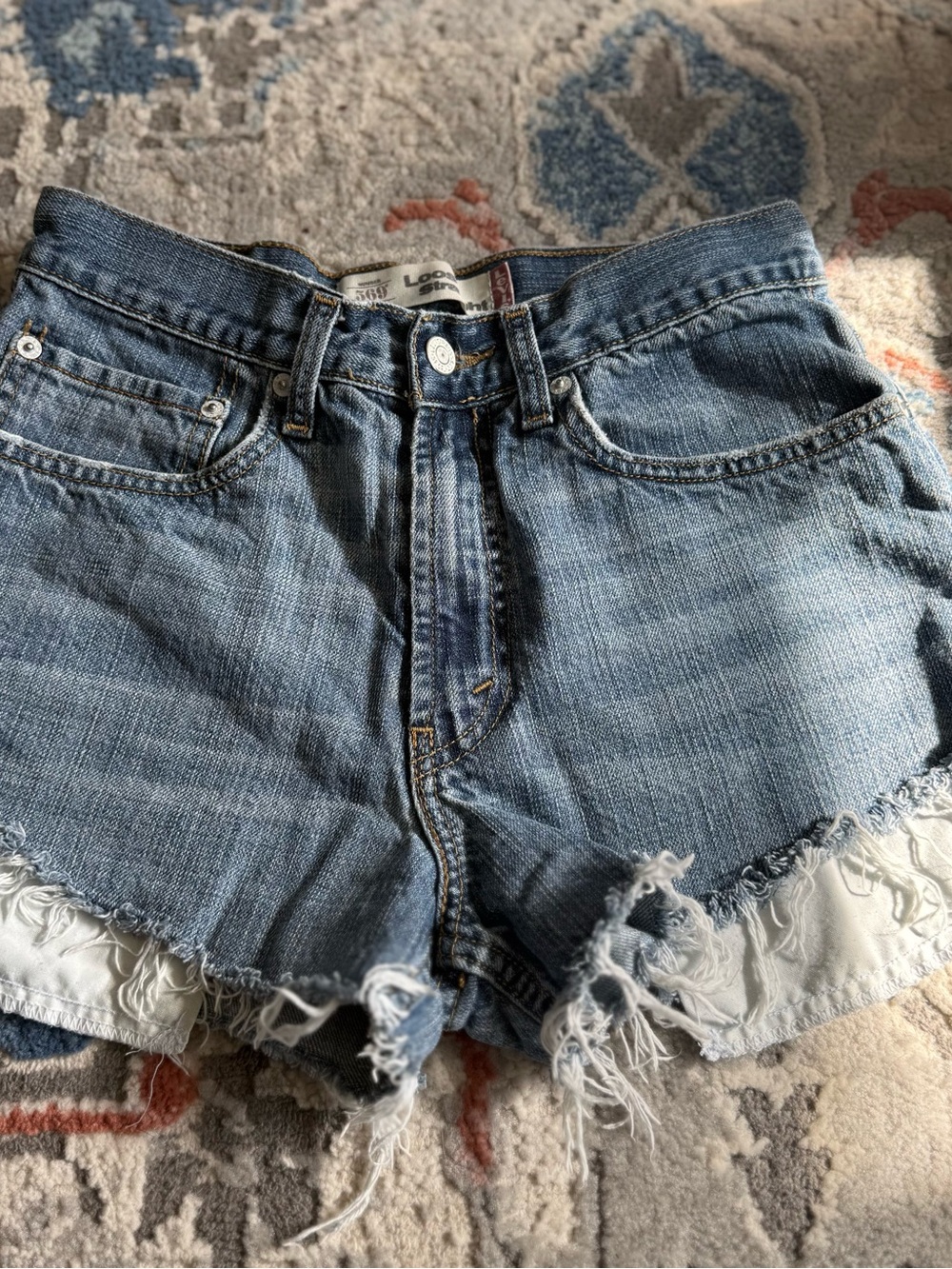 Levi's Light Blue Distressed Denim Cutoff Shorts